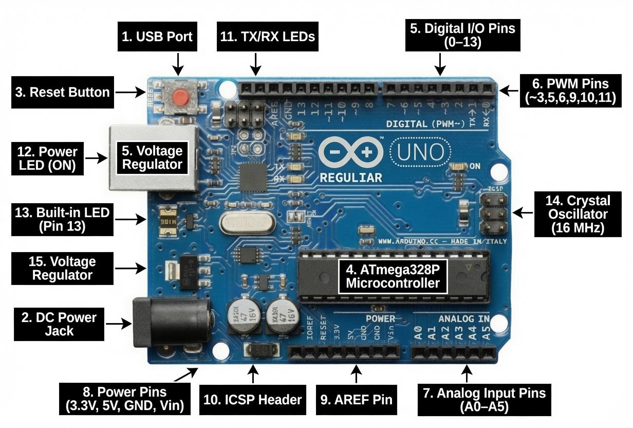 Arduino Uno Pinout and Embedded Architecture